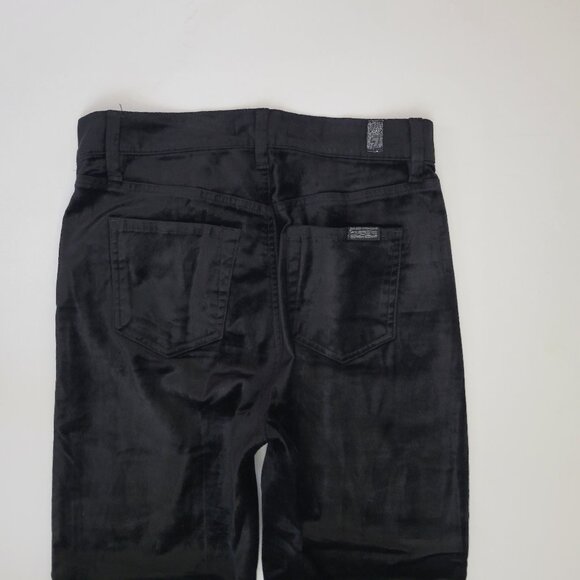 7 For All Mankind High Rise Skinny Ankle Velvet Button Up Black Jean - Picture 4 of 12